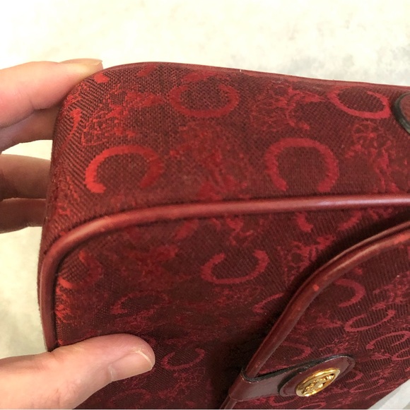 Vintage Celine Shoulder Bag Horse carriage logo box bag burgundy - Picture 9 of 16
